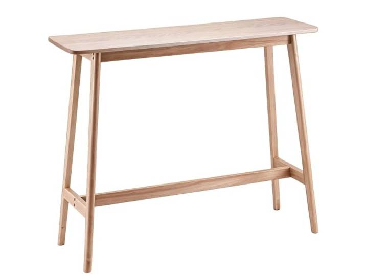 Bartisch aus massivem Holz,schmaler Bartisch,Bistro Rechteckige Tischplatte und Beine aus massivem Holz,abgerundete Ecken(Natural wood color,120cm)