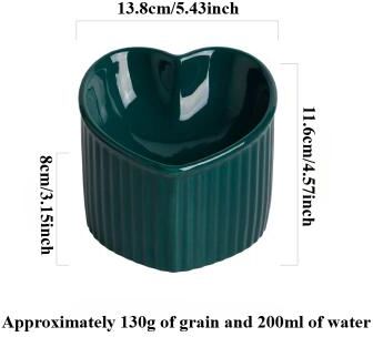 Inspire Essentials ComfortTilt Elevated Ceramic Cat Bowl With Anti Tip Stand dark Green