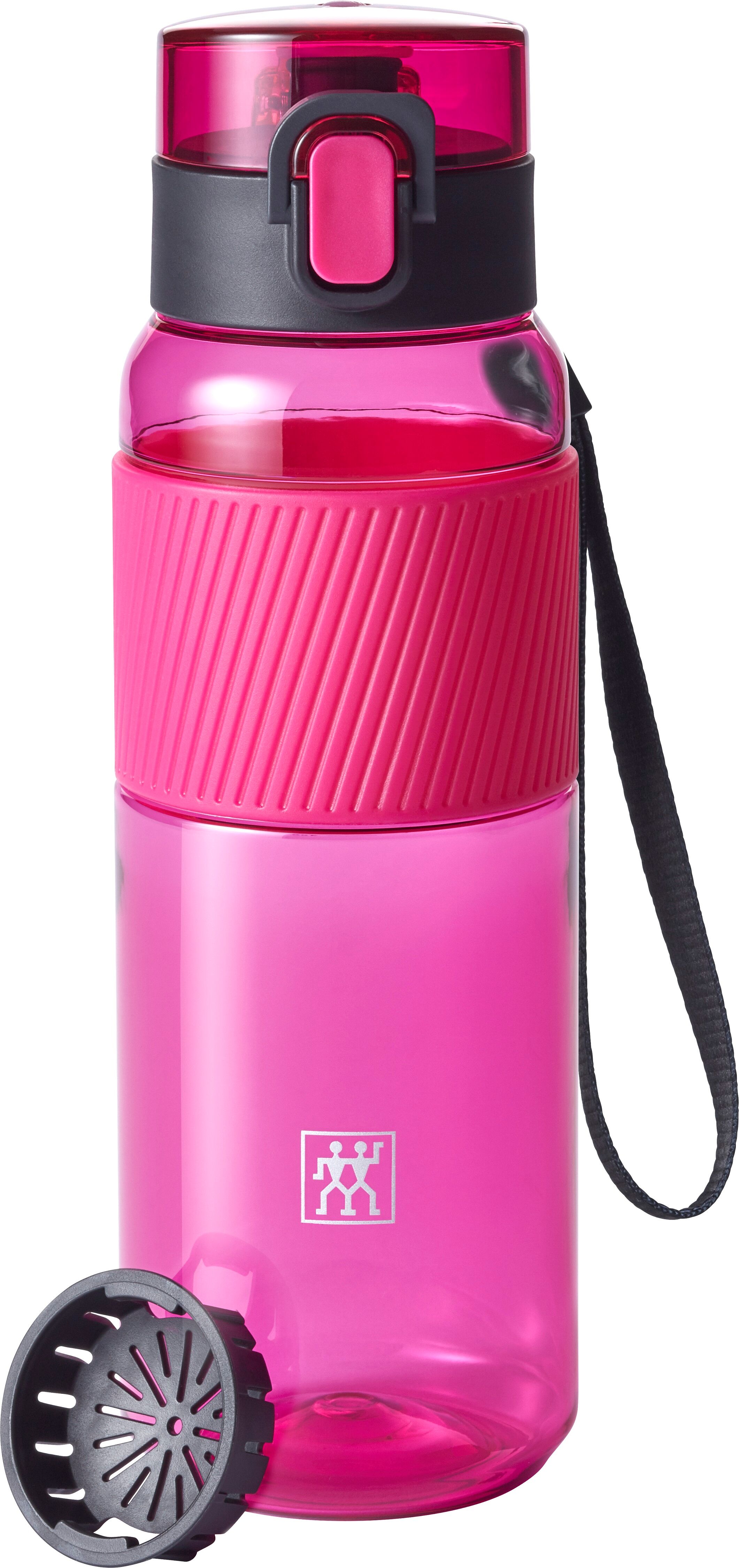 Trinkflasche ZWILLING "Bottle mit Fruchtsieb zum Herausnehmen, Fassungsvermögen ca. 680 ml", pink, H:7,5cm, Tritan, Trinkflaschen, Trinkflasche, bruchfestes Tritan