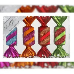 Holly & Jolly 4 Christbaumschmuck Bonbons 10,5cm Kunststoff Christbaumkugeln Glitzer Weihnachtskugeln Weihnachtsbaumkugeln Weihnachtsdeko Deko Bruchsicher Bunt