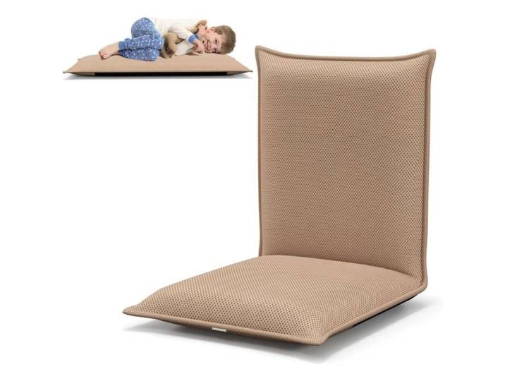 RELAX4LIFE Chaise de Sol Pliante avec Dossier Réglable en 6 Positions Tatami pour Lire & Jouer dans Salon/Chambre/Bureau Beige