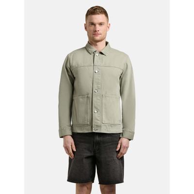 Jeansjacke KHUJO "Barto", Herren, Gr. S (48), beige (reet grün), Jeans, Material: 100% Baumwolle, gerade hüftlang, hoch geschlossener Ausschnitt, abgesteppte Kante mit Knöpfen, Jacken Jeansjacke, Modische Jacke in Jeans-Optik