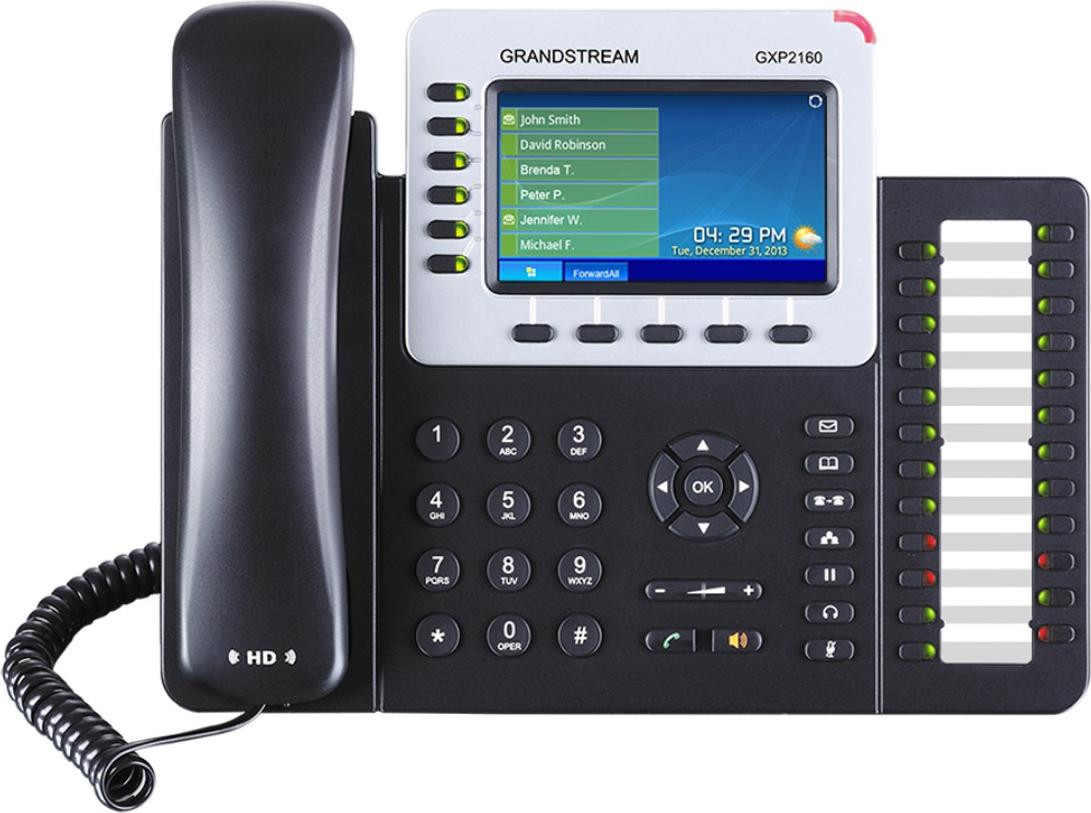 Grandstream GXP 2160 IP-telefoon met kleurenbeeldscherm, Bluetooth en USB-aansluiting
