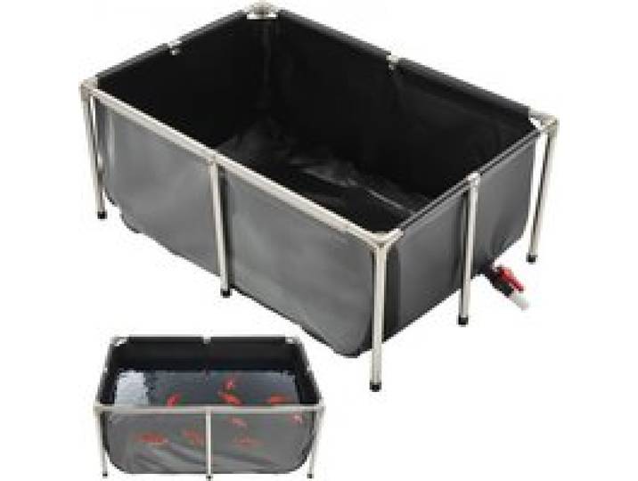 VEVOR Fischteich aus Segeltuch, 480 L Fischtank, PVC-Koi-Tank mit transparentem Sichtfenster, Goldfischtank mit Edelstahlrahmen & Ablassventil, für Zucht von Koi, Goldfisch (schwarz)