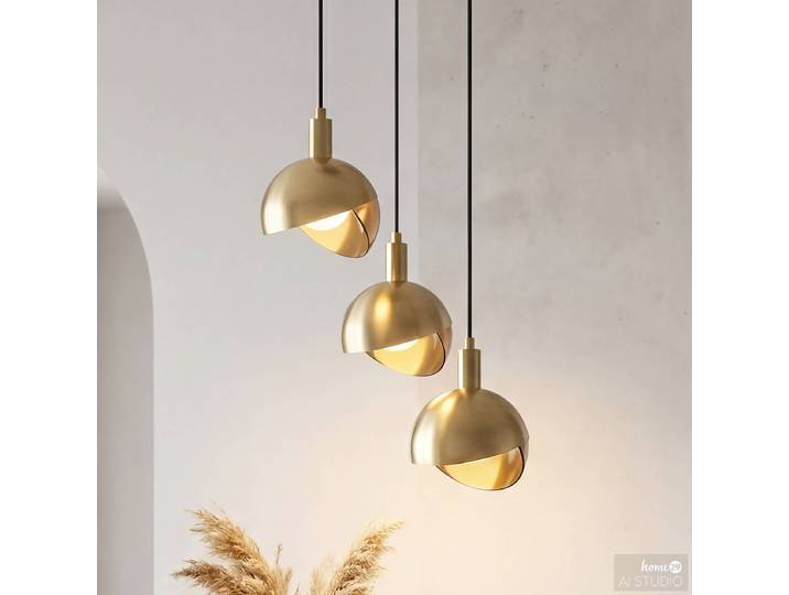 Pendelleuchte JOMA 35 x 150 x 35cm Messing/Gold 3 Schirm: Eisen, vergoldet / Farbglas Gestell: Eisen, vergoldet G9