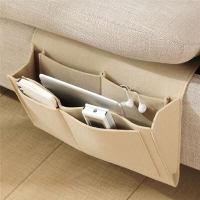 Combo Retail Shop Felt Bedside Storage Bag, Couch Storage Organiser, Bed Holder Pockets For Remote Control beige