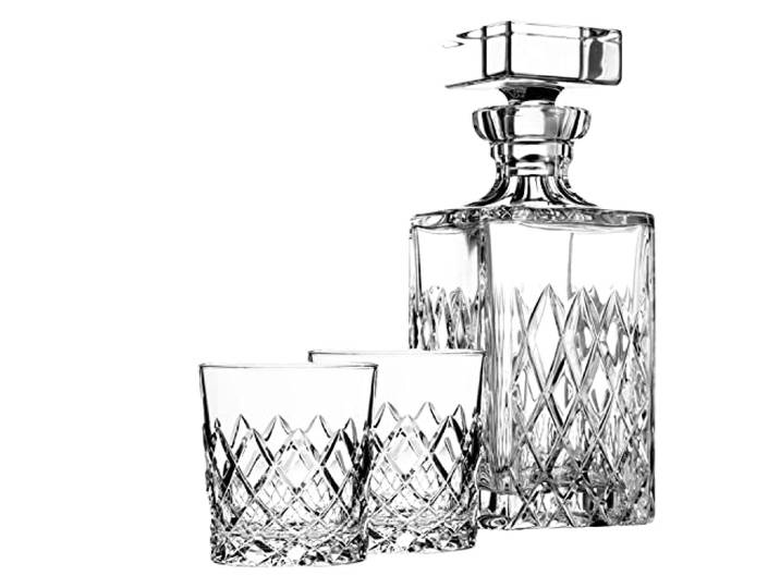 ARNSTADT KRISTALL Exklusives Whisky Geschenk für Männer - Kristallkaraffe + 2 Whiskygläser : mundgeblasen handgeschliffen