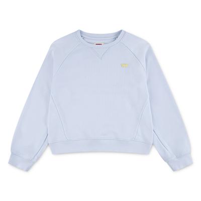 Sweatshirt LEVI'S KIDS "LVG MEET AND GREET CREW", Mädchen, Gr. 8 (128), blau (country air), Sweatware, Obermaterial: 60% Baumwolle, 40% Polyester, normal, Rundhals, Bündchen, Sweatshirts Sweatshirt, mit Teilungsnähten