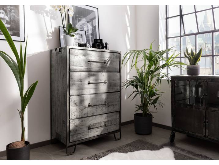 Kommode Mango 81x46x122 grau lackiert HEAVY INDUSTRY #117