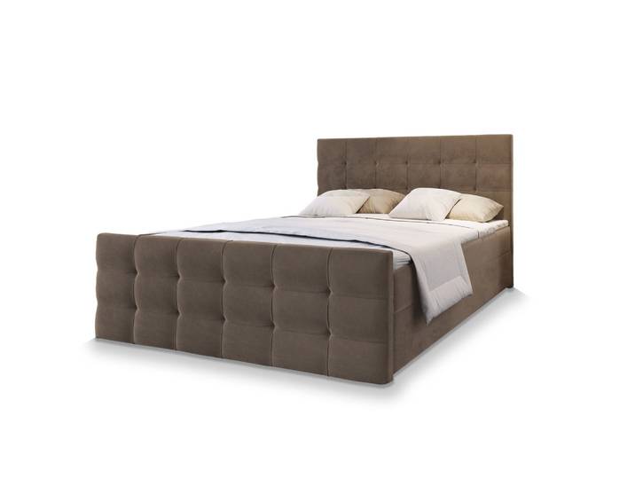 BOXBETT AMON 140x200 cm mit Matratze und Topper - Braun