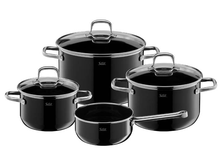 Topf-Set SILIT Elegance Line 16 cm/20 cm/24 cm, Schwarz , schwarz, Töpfe, Topf-Set