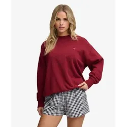 Superdry für Damen. W2012627A Wesentliches Heritage Sweatshirt burgunderrot (L), Lässig, Baumwolle, Bordeaux