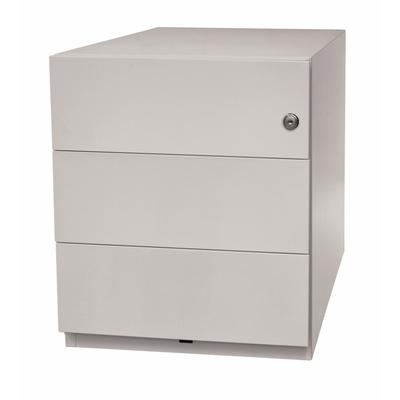 BISLEY Note Rollcontainer mit 3 Schüben aus Metall abschließbar in lichtgrau - Bürocontainer mit Schloss für DIN A4 Dokumente, Kleinteile &