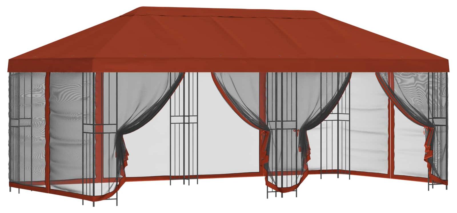 vidaXL Pavillon mit Seitenwänden 6 x 3 m Terrakotta