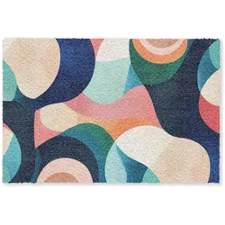 FUSSMATTE Abstrakt - Blau - Rosa Fußabtreter 120x80 cm