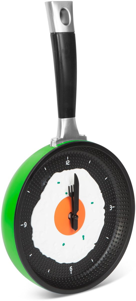 Delight Keuken Wandklok Gebakken Ei Design met Vork en Mes - Groen
