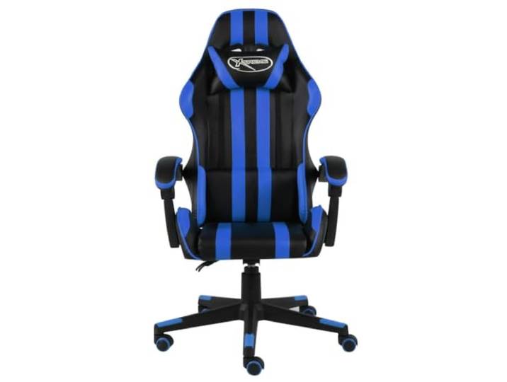 HKLGBVCR Gaming-Sessel, Kunstleder, Schwarz / Blau Höhenverstellbar, 360 Grad drehbar, 5 Rollen, neigbar, Kopfstütze, Lendenkissen, 110 kg