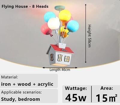 Uplifted Finds Modern Balloon & Sputnik Wooden Chandelier   Whimsical Ceiling Light For Kids Room, Living & Dining Areas f 8 Heads warm Light