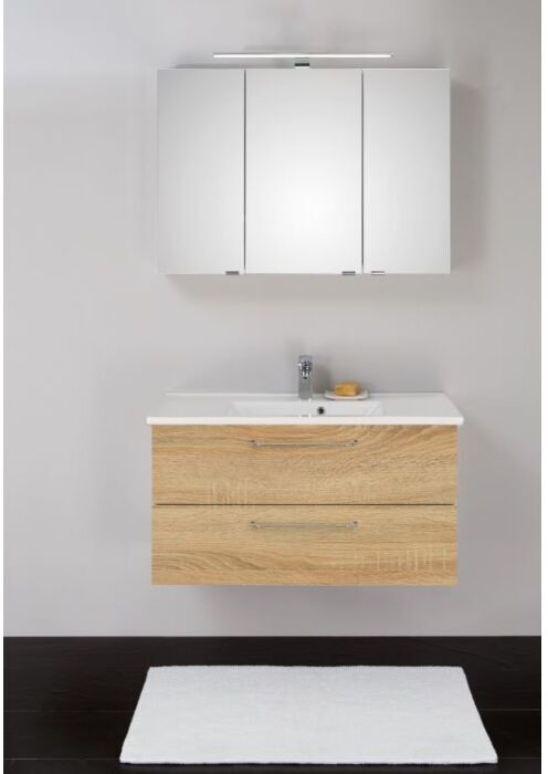 Premium Artiqua 808 Badmöbel-Block PLUS mit Spiegelschrank 808.11281004 Castello Eiche, 100 cm