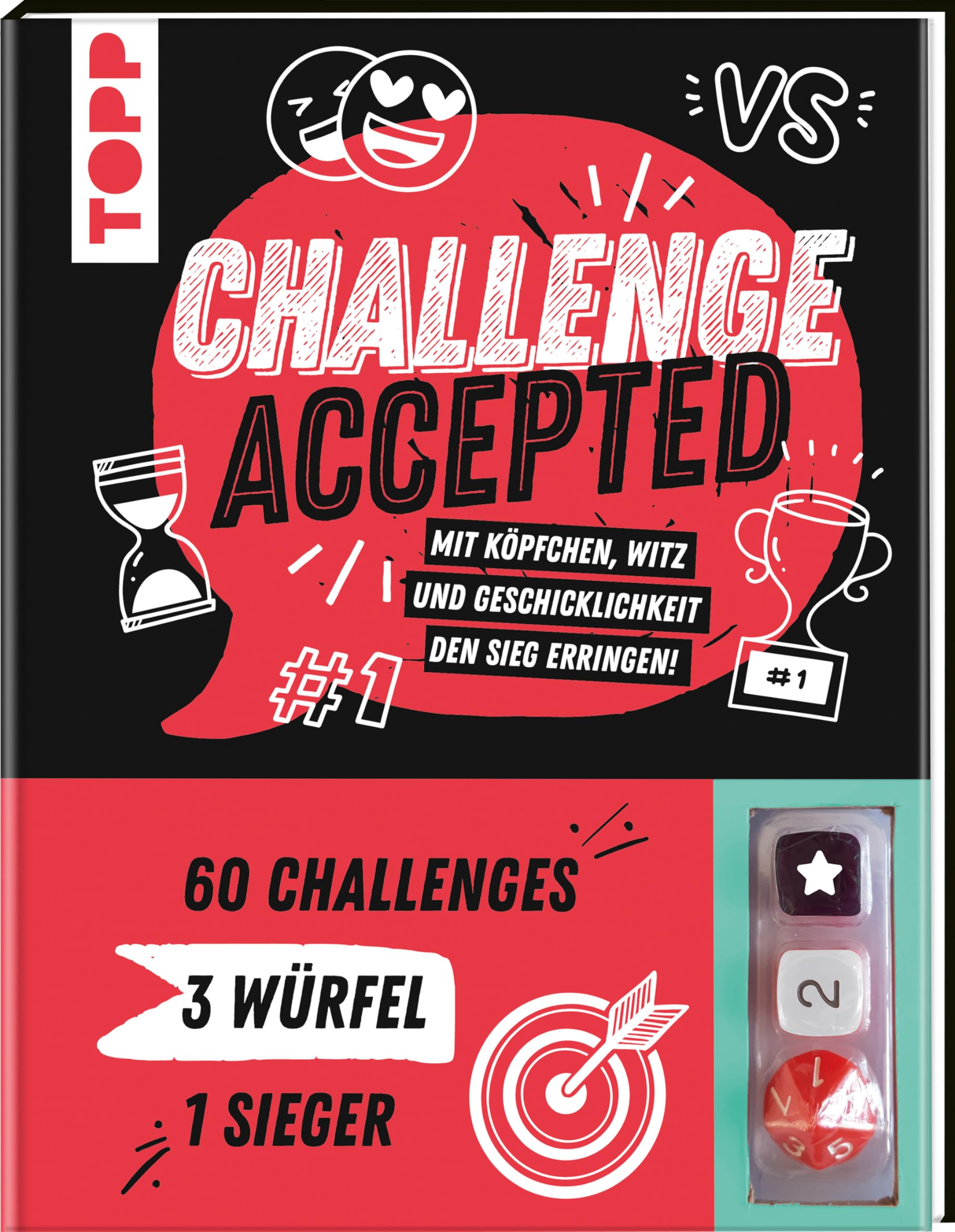 frechverlag - Challenge accepted! Mit 3 Würfeln und 60 Challenges: Mit Köpfchen, Witz und Geschicklichkeit den Sieg erringen. Ab 13 Jahren - Preis vom 09.10.2026 07:28:09 h