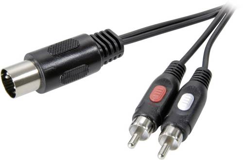 SpeaKa Professional SP-7870640 DIN-Anschluss / Cinch Audio Anschlusskabel [1x Diodenstecker 5pol (DIN) - 2x Cinch-Stecker] 1.50m