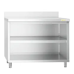 Offener Unterbauschrank aus Edelstahl 1400x600 mm mit Rückwandaufsatz PREMIUM - GOLDINOX