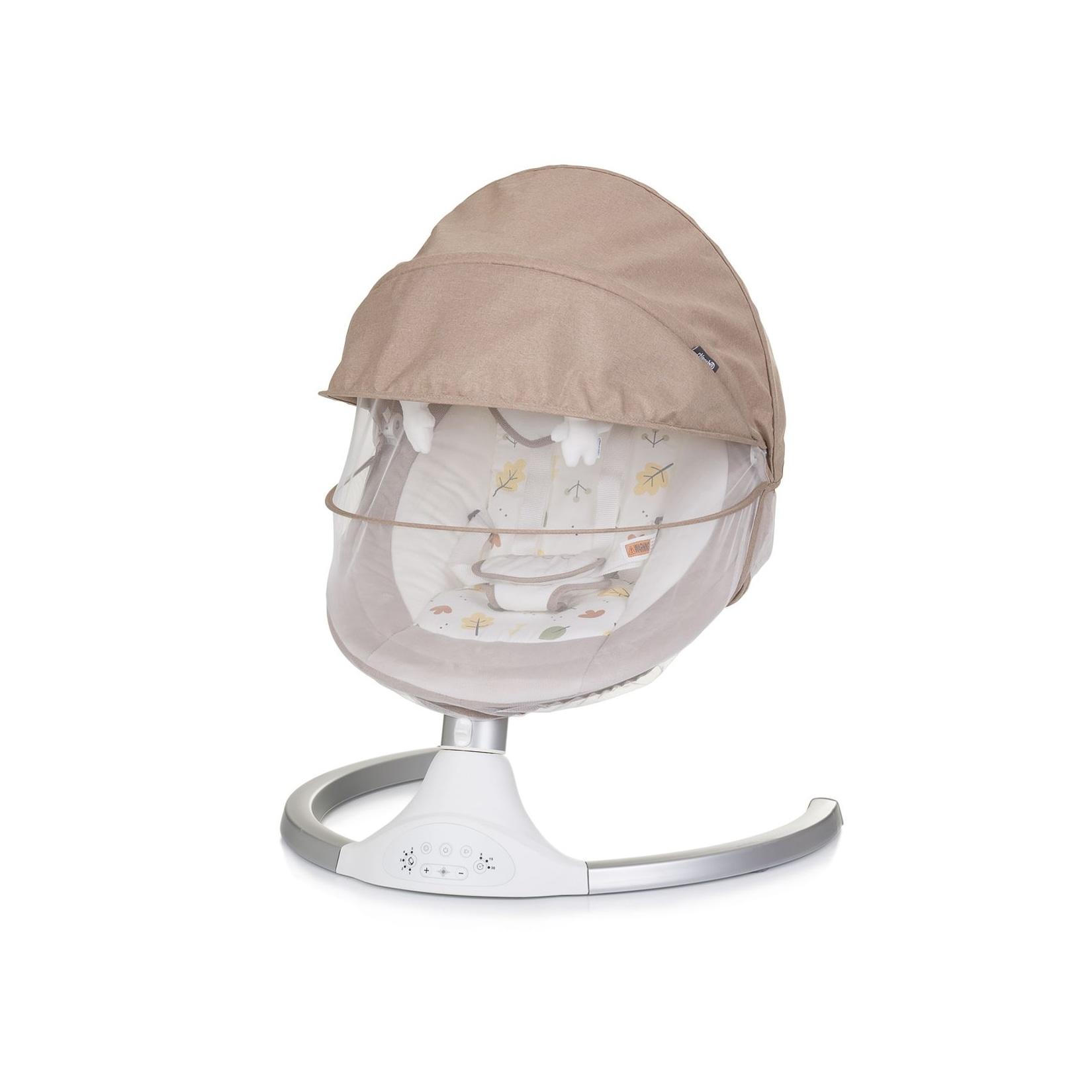 Chipolino Babywippe Brida, Fernbedienung Moskitonetz, Kissen, Plüschtiere, Timer beige