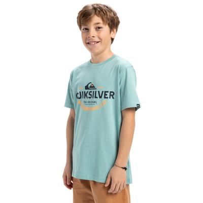 T-Shirt QUIKSILVER "Ev Typed Out", Jungen, Gr. 10, blau (aquifer), Obermaterial: 100% Baumwolle., Shirts T-Shirt