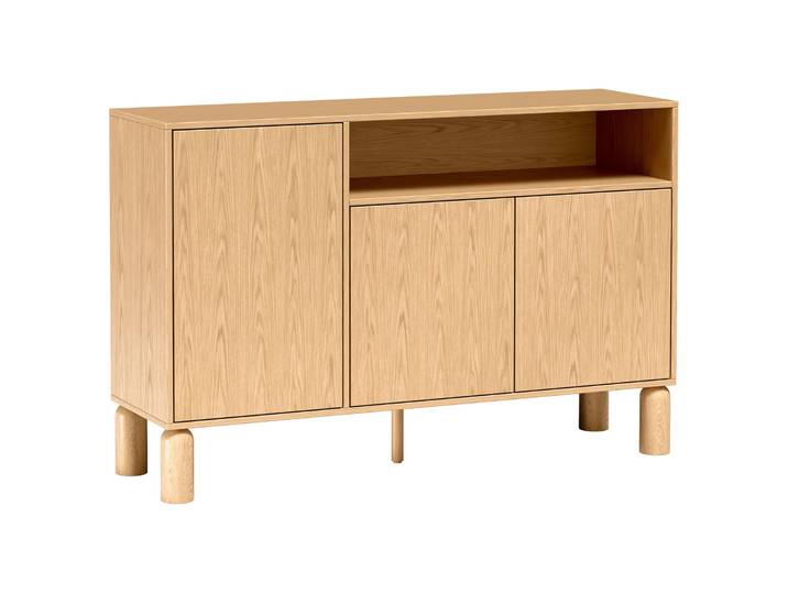Drehtür-Kommode Sanden mit Nische 140 cm Eiche Bookmatch