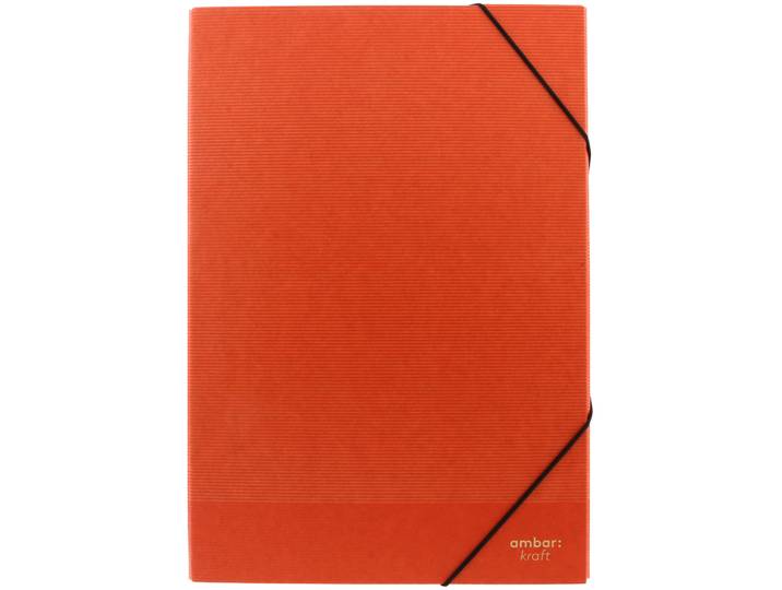 Ambar Serie FSC Kraft recycelt - Dokumentenbox rot A4 - mit Gummibändern - Höhe 4cm
