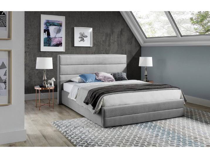 Xlmoebel Polsterbett Graues Polsterbett für elegantes Schlafzimmerdesign (Bett, 1-tlg., Bett), Hergestellt in Europa