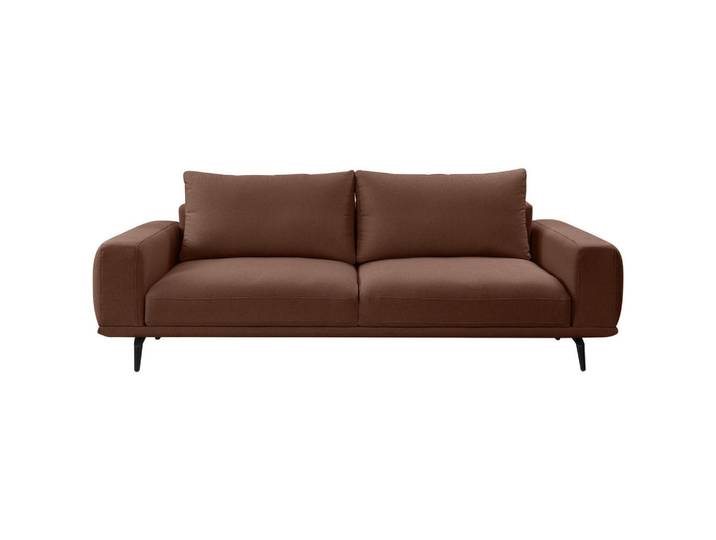 Mid.you 3-Sitzer-Sofa, Braun, Metall, Füllung: Silikon, 242x89x115 cm, Made in EU, Stoffauswahl, Schlafen auf Sitzhöhe, Wohnzimmer, Sofas & Couches, Sofas, 3-Sitzer Sofas