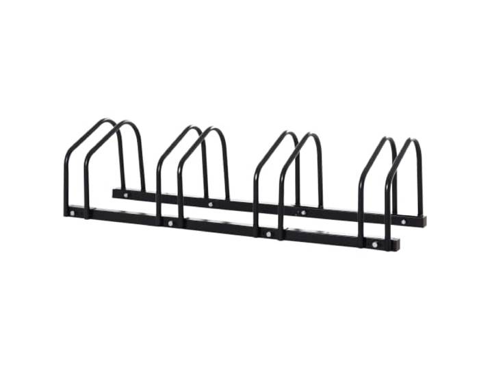 HOMCOM Râtelier 4 Vélos Pneu 65 mm VTT Enfants BMX 110 x 33 x 27 cm Noir Range-Vélos\, Support de Rangement\, Sol ou Mural\, Acier