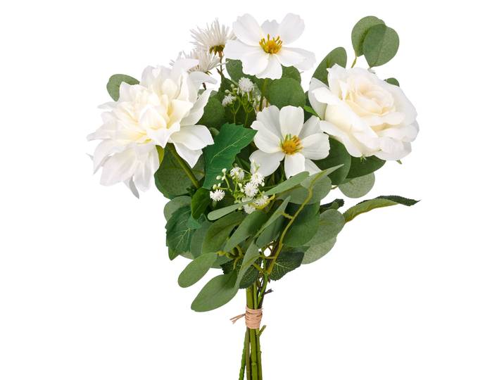 Kunstblumenstrauß CREATIV GREEN Rosenstrauß , grün (weiß), H:40cm, Kunststoff, Kunstpflanzen, Kunstblumenstrauß, mit schönen Blüten