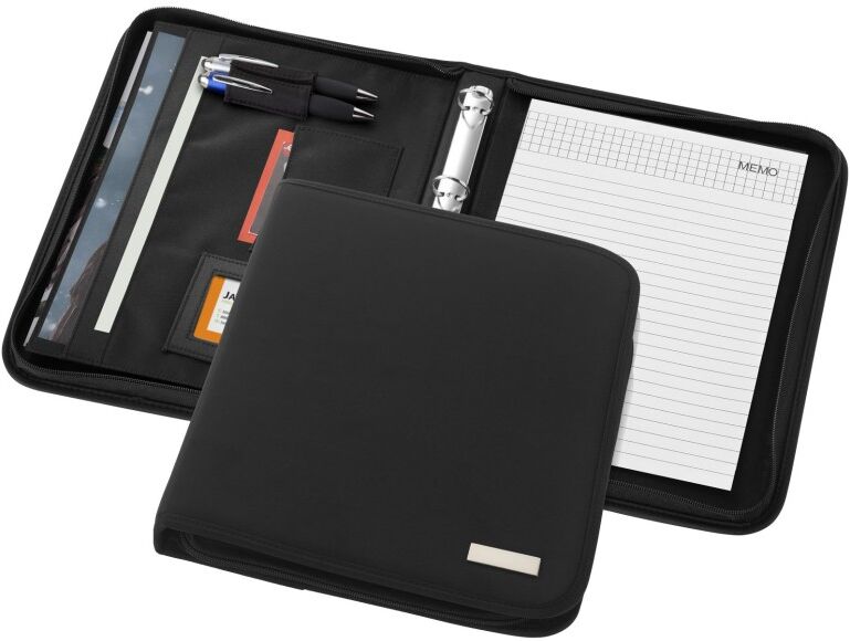 Conférencier A4 zippé personnalisable en microfibre Sandford noir
