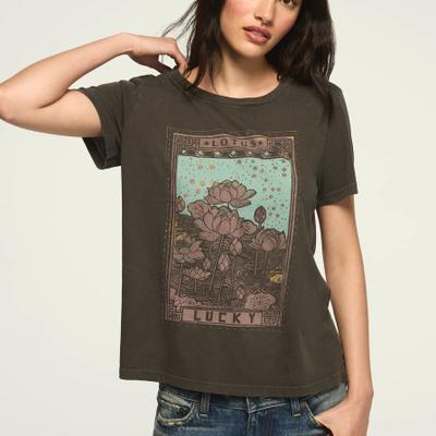Lucky Brand Lucky Lotus Classic Crew in Raven, Size M