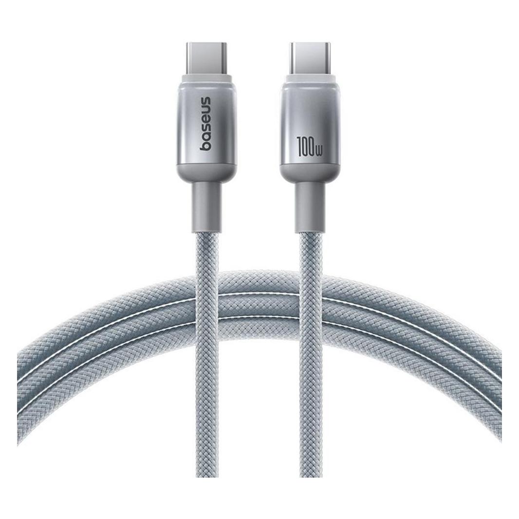 Baseus - Data Cable Discolor (E0420702) - USB-C to USB-C, 100W, 480Mbps, 1m - Silver (1 m, 100 W) (62919864)
