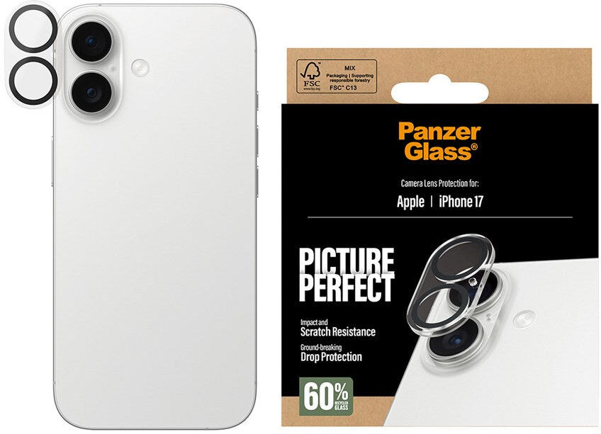 iPhone 17 PanzerGlass PicturePerfect Kamerabeskyttelsesglas - Gennemsigtig / Sort