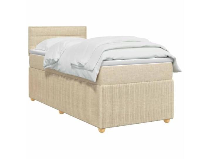 vidaXL Boxspringbett mit Matratze mit Kopfteil Creme 90 x 200 cm Stoff