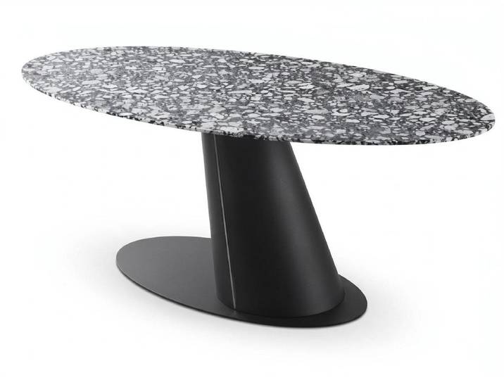 Xlmoebel Esstisch Moderner Esstisch aus Keramik und Metall im ovalen Design (Esstisch, Moderner Esstisch aus Keramik und Metall im ovalen Design), Made in Europa