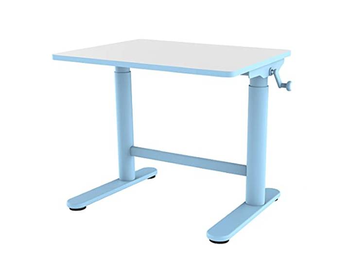Spacetronik Kinderschreibtisch Höhenverstellbar Manuell 80x60 cm Ergonomischer Kindertisch mit Kurbel, ab 6 Jahren, Verstellbar 49–70 cm, Abgerundete Ecken, Rucksackhaken
