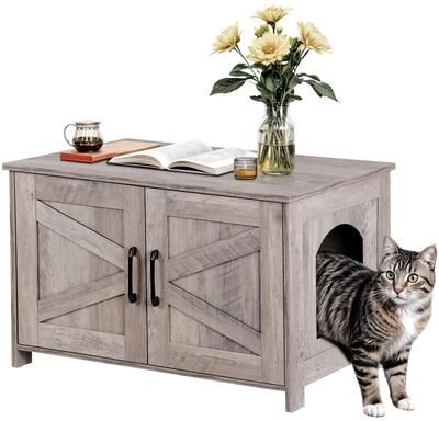 Multicon Wholesale Hub Hidden Wood Litter Box Cabinet, Cat Litter Box Enclosure, Multi Functional Litter Box Furniture, Greige MDF Design Hidden Wood Litter Box Cabinet, Cat Litter Box Enclosure, Multi Functional Litter Box Furniture, Greige MDF Design