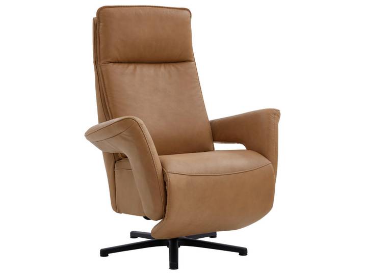 Valdera Relaxsessel Valdera, Honig, Metall, Echtleder, Semi-Anilinleder, 83x112x87-174 cm, Goldenes M, Fußauswahl, Lederauswahl, Stoffauswahl, Relaxfunktion, Wohnzimmer, Sessel, Relaxsessel