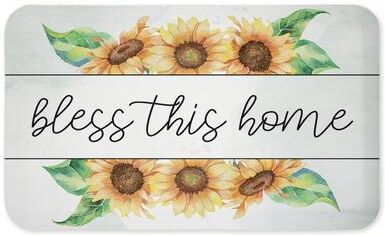 "Stupell Bless This Home Sunflowers Printed Anti-Fatigue Floor Mat, design by Kim Allen, 30""x18"""