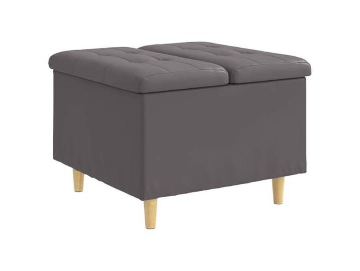 Ottoman mit Aufbewahrung, 60 x 60 x 45 cm, Kunstleder, Grau Multifunktionales Möbel, gepolstert, Holz, Eingang, Wohnzimmer, Schlafzimmer, Fußhocker