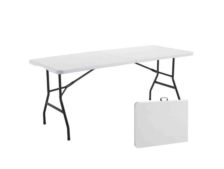 Table pliante réception 180cm - MOB EVENT PRO - Lot de 5 - 8 places - Blanc et noir