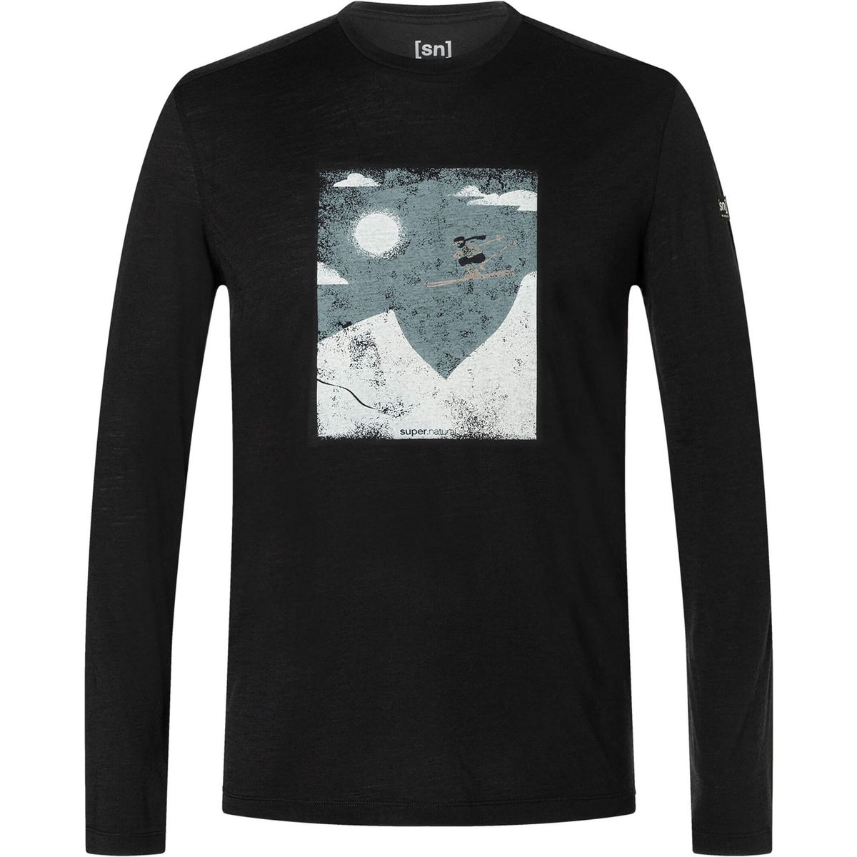 Super.Natural M Ski Jump LS jet black/various (X48) S SNMP02101X48S