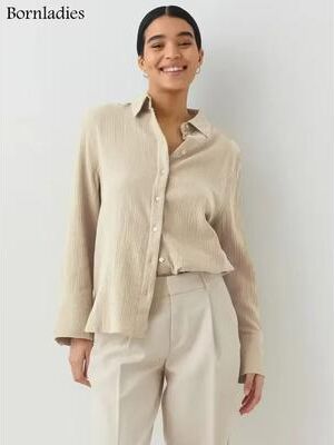 Inspired Finds BreezeCotton Women's Long Sleeve Shirt Lightweight, Stylish & 100% Cotton Comfort apricot m