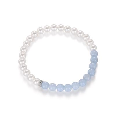 Armband FIRETTI "Schmuck Geschenk Silber 925 Armschmuck Armkette Rondell", weiß (silberfarben, hellblau, kristallweiß, weiß, light sapphire, kristallweiß), Armbänder, Damen, 19cm, Nylon Perlen Silber 925 (Sterlingsilber), Nylon, Perlen, Silber 925...