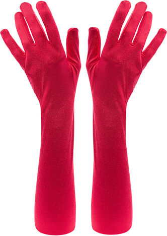 Satin-Handschuhe, rot, 55 cm